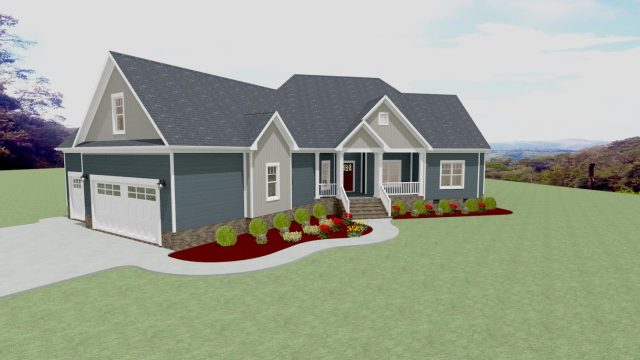 3D Design, Ranch Style Home Mockup