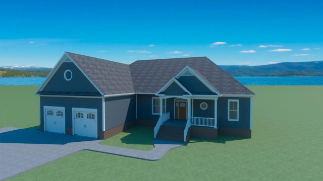 3d Design Residential Home Front View 2 Car Garage