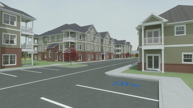 3D Design Multifamily Complex, Parking Lot View