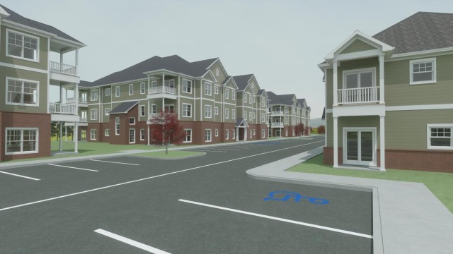 3D Design Multifamily Complex, Parking Lot View