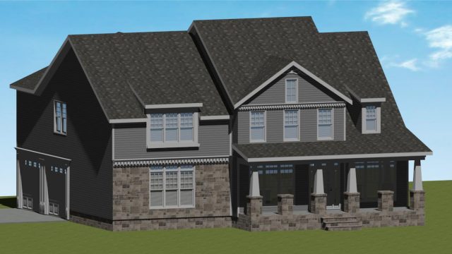 3D Design Residential Home with Stone front