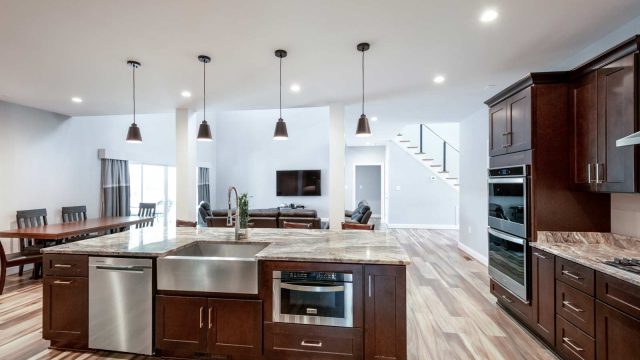 Seaford, VA Single Family Residence, New Construction, 4,400+ Square Feet, 3-Car Attached Garage, kitchen view to living room