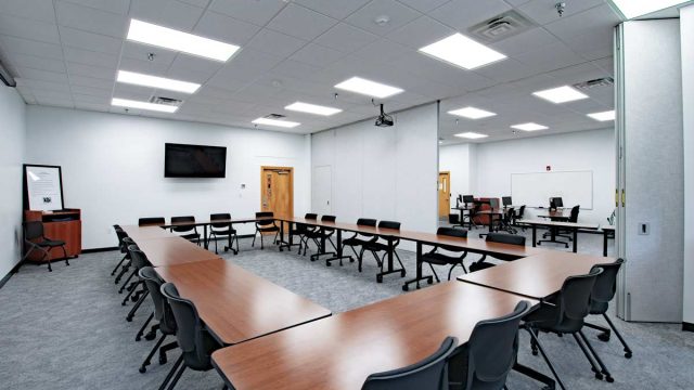 VA Department of Social Services VA Department of Social Services Renovations Project Inside Conference Room with Dividers Half Closed