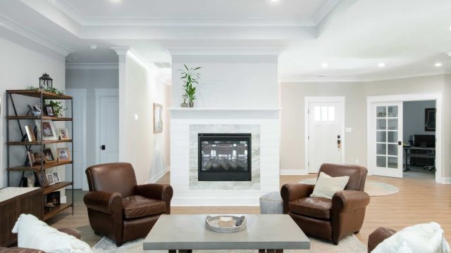 Gloucester, VA Single Family Residence, New Construction, 2,700+ Square Feet, 3-Car Attached Garage, living room fireplace